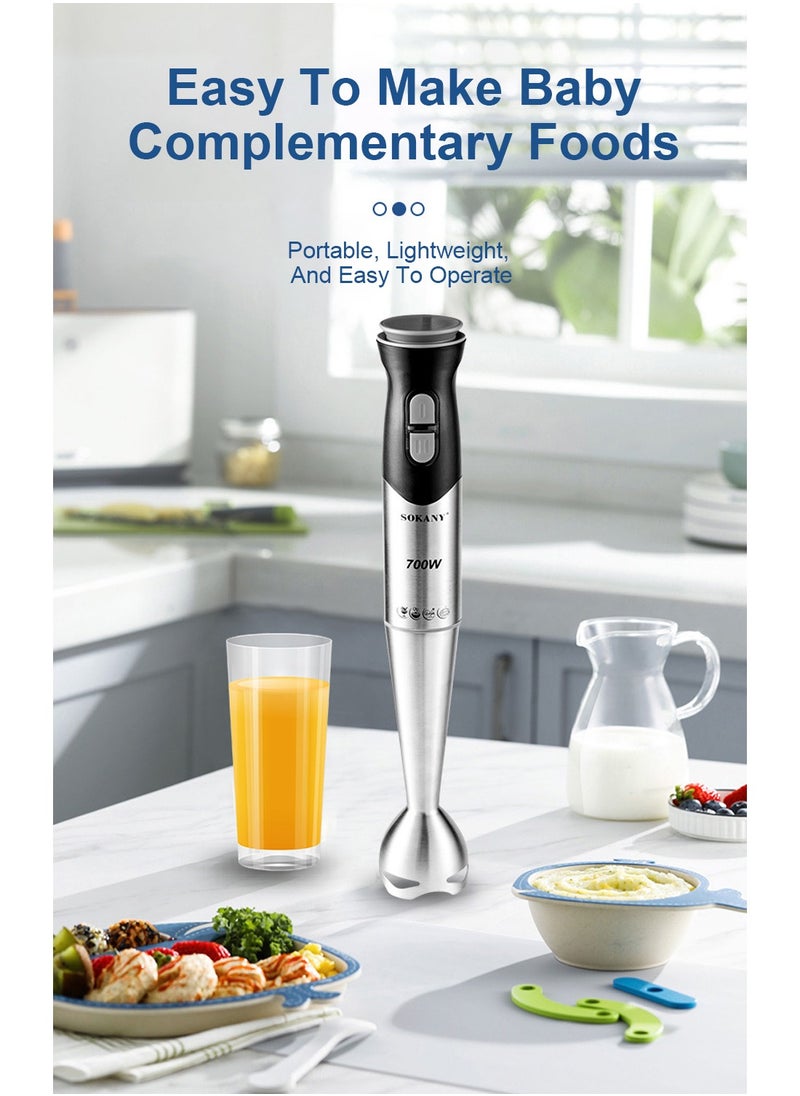 sokany 2-Speeds Hand Blender 700W Stainless Steel SK-748 Black/Silver  - Image 2