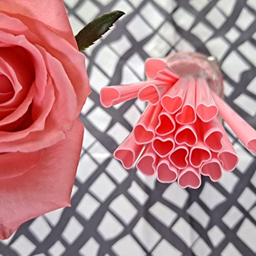 The best MOON 50pcs Heart Shaped Pink Straws Disposable Drinking Cute Straw Individually Wrapped Pink Plastic Straw Galentines Day, Cocktail, Birthday Party, Bridal Shower, Wedding Decorations - Image 5