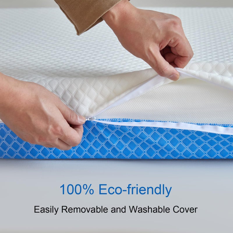 ASANEST Dual Sided Comfort Gel Memory Foam,Breathable Baby Bed Mattress for Crib,Memory Foam Crib Mattress,Premium for Infant and Toddler w/Removable Outer Cover - White&Blue,Standard Size - Image 5