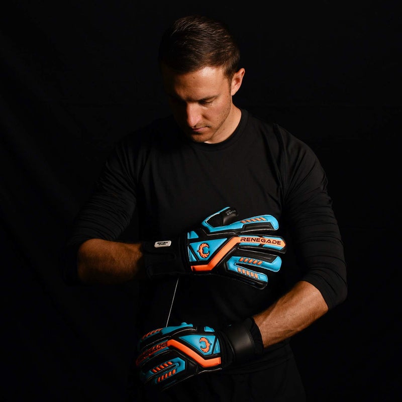 Renegade GK Renegade GK Talon Cyclone 2 Goalie Gloves with Pro-Tek Finger Spines | 4mm Hyper Grip & Duratek | Black, Orange, Blue Soccer Goalkeeper Gloves (Size 7, Youth, Roll Cut, Level 2) - Image 4