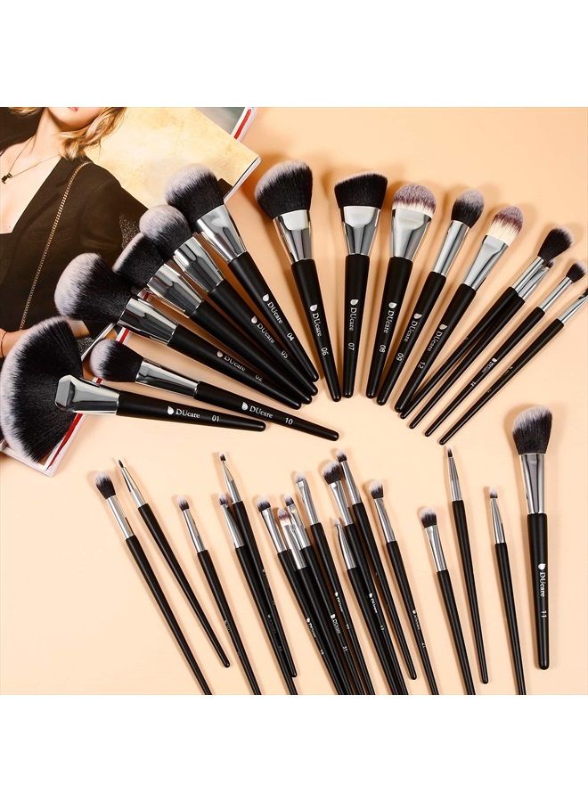 DUcare فرش مكياج احترافية 32 قطعة مجموعة فرش مكياج متميزة فرش كابوكي أساس خلط فرشاة بودرة الوجه أحمر خدود خافي عيوب ظلال عيون - Image 2