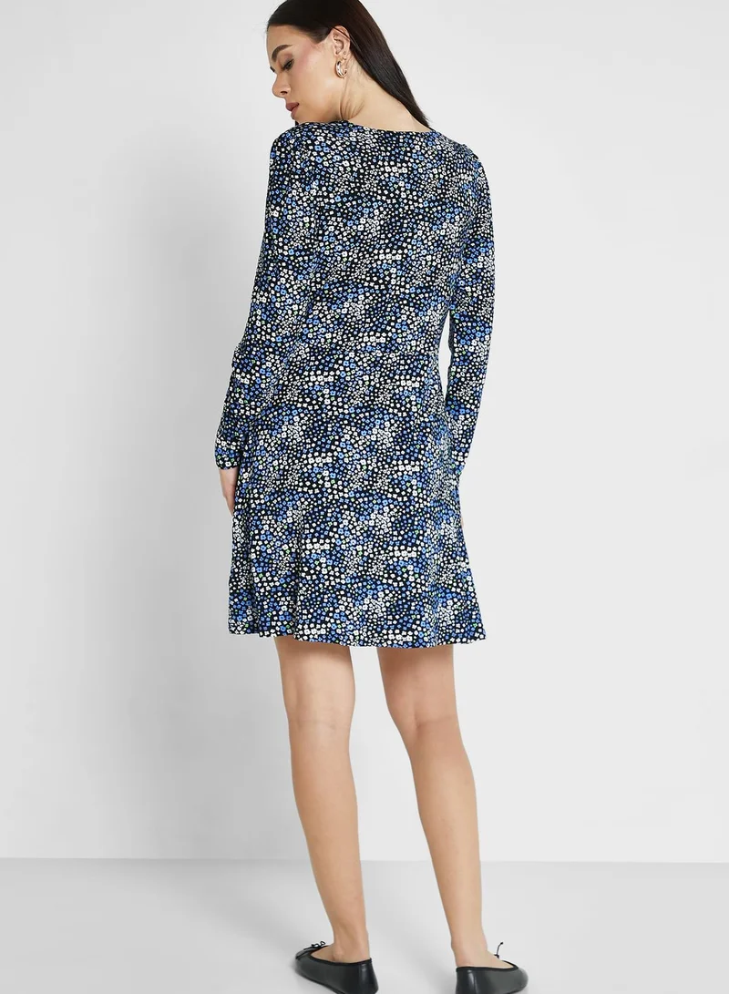 Marks & Spencer Jersey Printed Round Neck Mini Skater Dress