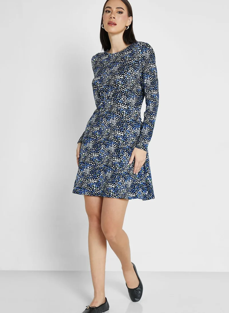 Marks & Spencer Jersey Printed Round Neck Mini Skater Dress