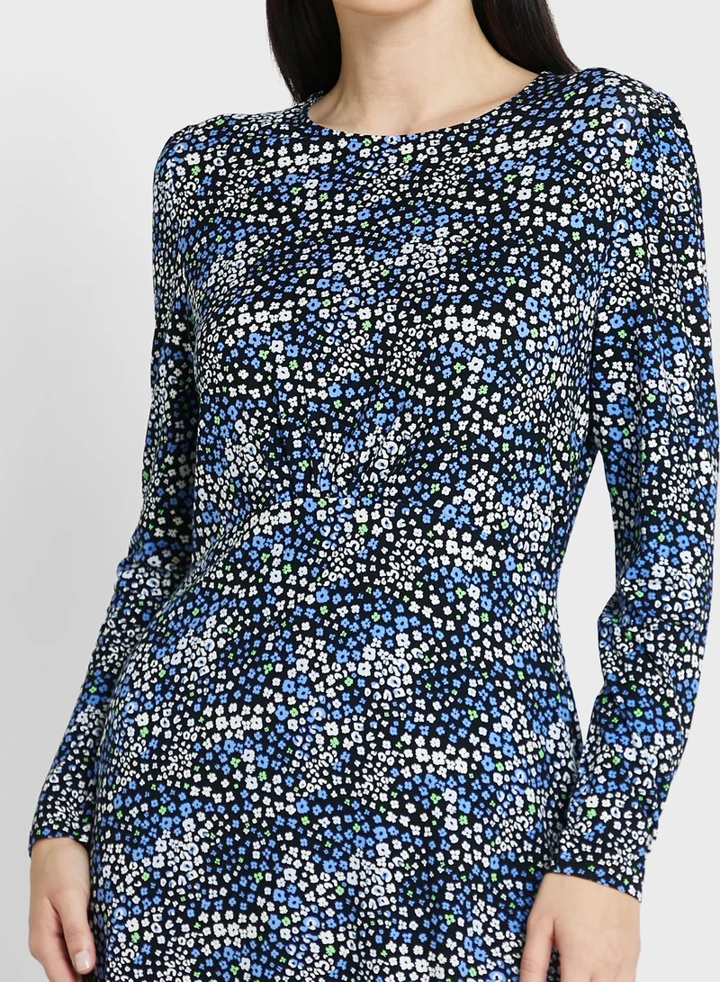 Marks & Spencer Jersey Printed Round Neck Mini Skater Dress