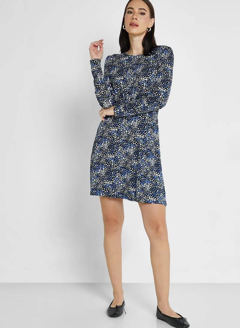 Marks & Spencer Jersey Printed Round Neck Mini Skater Dress