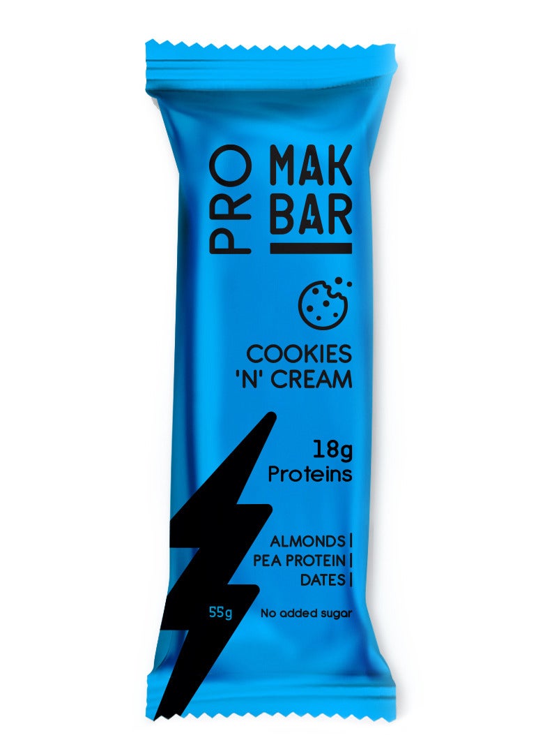 MAK BAR Pro (Cookies 'N' Cream Flavor) Protein Bar 55g 12 pieces - Pack of 12 - Image 4