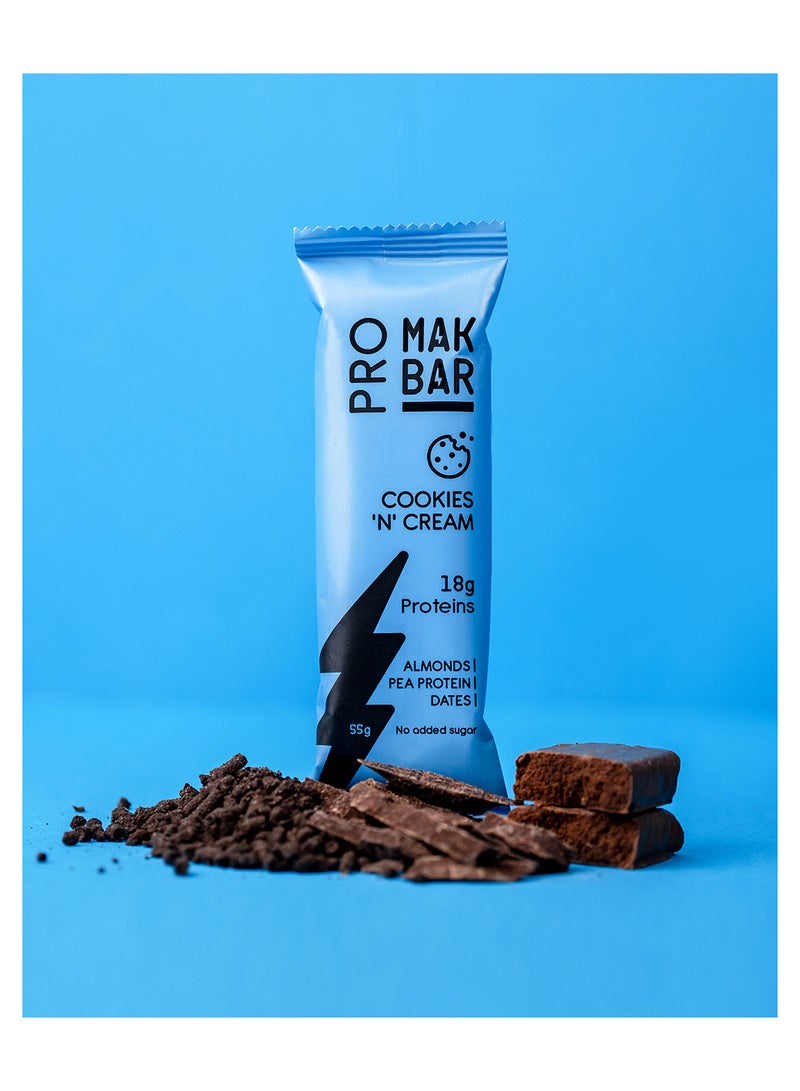 MAK BAR Pro (Cookies 'N' Cream Flavor) Protein Bar 55g 12 pieces - Pack of 12 - Image 3