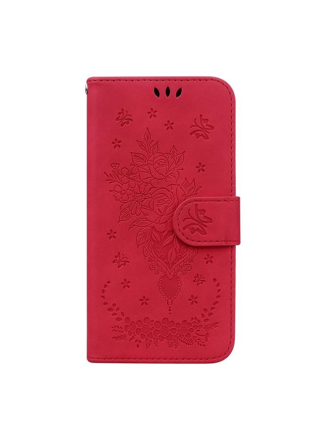 زبون جراب هاتف iPhone 11 من الجلد المنقوش بنقشة الفراشة الوردية - Image 2