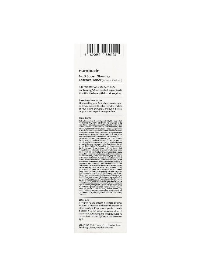 numbuzin Numbuzin, No.3 Super Glowing Essence Toner, 6.76 fl oz (200 ml)  - Image 3