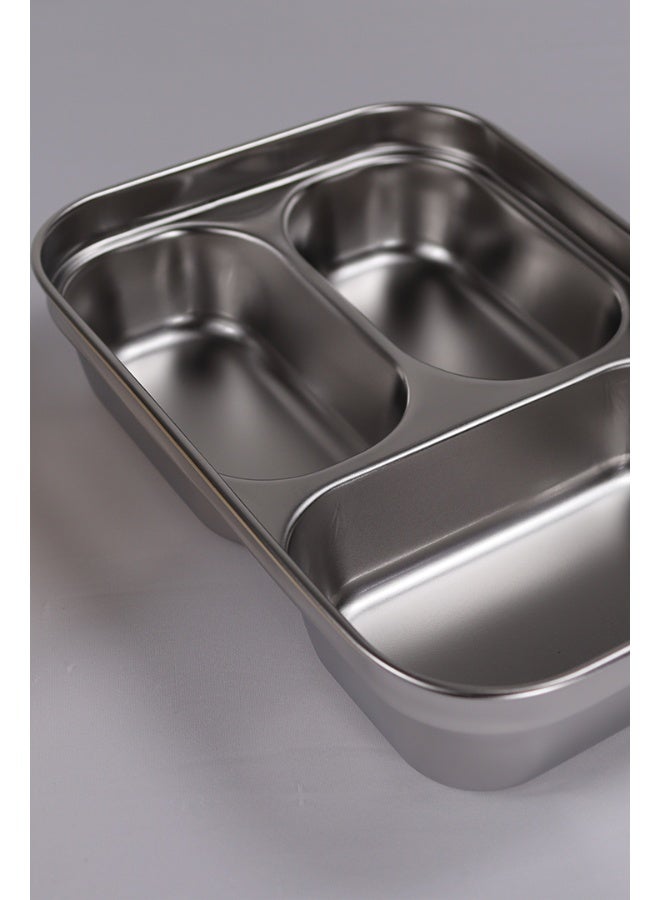 توشيونيكس صندوق غداء كلاسيكي من الفولاذ المقاوم للصدأ سعة 1.8 لتر - صندوق وجبات بينتو بثلاثة أقسام وملعقة وفتحة أدوات مائدة مدمجة في الغطاء - آمن للاستخدام في الفريزر وغسالة الأطباق والميكروويف، مانع للتسرب ومحكم الإغلاق مع ثلاثة أقسام، خالٍ من مادة BPA، خفيف الوزن، حاوية طعام متينة للبالغين والأطفال - للمنزل والمكتب والمدرسة وحضانة الأطفال والسفر - 21 × 14 × 6 سم - Image 4