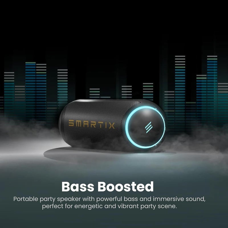 Smartix SoundPod Immerse Portable Bluetooth Speaker 12Wx2, Indoor & Outdoor Usage, Bluetooth V5.0, Signal to noise ratio 280dB, Dynamic EQ, RGB Light, Support SD Card, U-disk - Black - Image 4