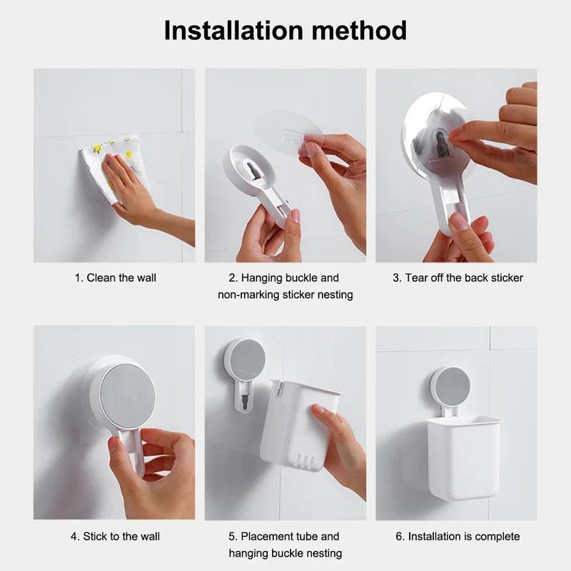 SMARAN Self Adhesive Toothbrush Holder - Wall Mounted, No Drill, Waterproof Bathroom Organizer for Toothbrushes & Toothpaste - Space-Saving Stick-On Storage Rack (Pack of 1) - Image 3