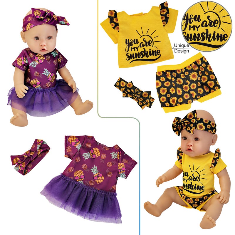 Windolls 10 Sets 14-16 Inch Baby Doll Clothes Dress Outfits Headbands Accessories fits New Born 15 inch Baby Doll - Image 3