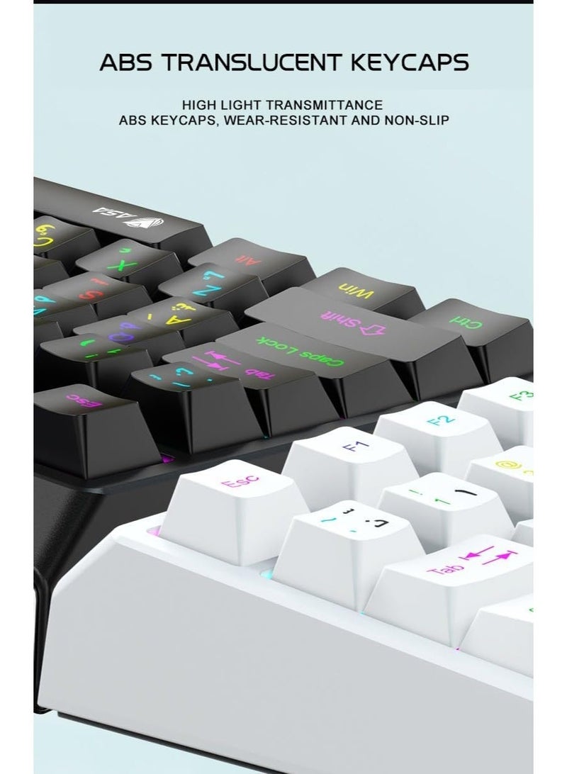 أيه أس أيه طقم لوحة مفاتيح وماوس ميكانيكي لاسلكي ASA KM75 – تصميم 75% مدمج بإضاءة RGB، اتصال ثلاثي (بلوتوث / 2.4 جيجاهرتز / USB-C)، مفاتيح ميكانيكية هادئة – أبيض - Image 3