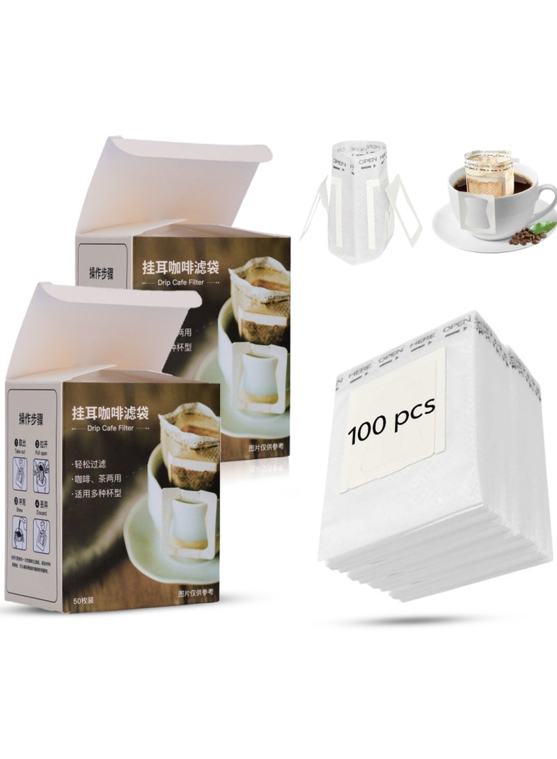OMRAN CART Omran Cart 100Pcs Hanging cup filter Portable Hanging Ear Drip Coffee Bag Disposable Perfect for Travel, Camping, Home, Office - Image 1