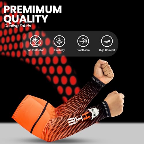 BADOWL Arm Sleeves for Men & Women | UV Sun Protection Hand Sleeves for Boys & Girls | Arm Cover for Biking, Cricket, Cycling, Golf, Outdoor Sports (Red) - Image 2