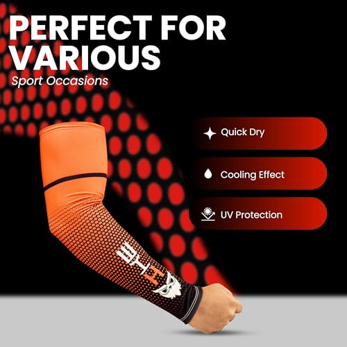 BADOWL Arm Sleeves for Men & Women | UV Sun Protection Hand Sleeves for Boys & Girls | Arm Cover for Biking, Cricket, Cycling, Golf, Outdoor Sports (Red) - Image 3