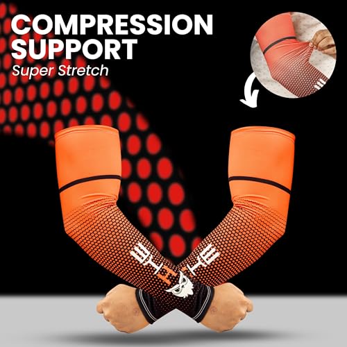 BADOWL Arm Sleeves for Men & Women | UV Sun Protection Hand Sleeves for Boys & Girls | Arm Cover for Biking, Cricket, Cycling, Golf, Outdoor Sports (Red) - Image 4