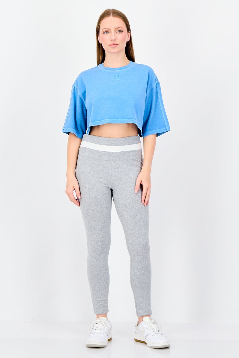 adidas Originals Women Sportswear Fit Short Sleeve Outdoor Crop Top, Blue - Image 4