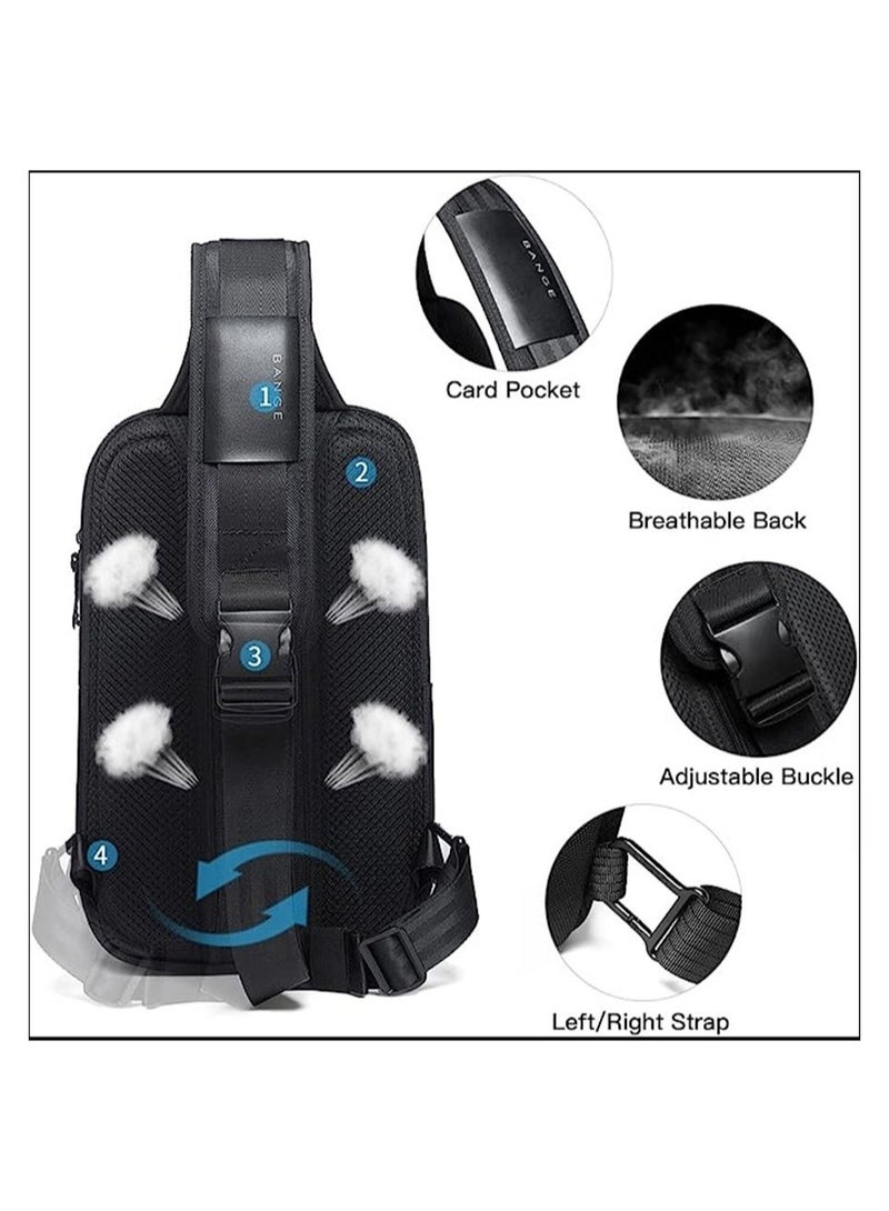 BANGE حقيبة سلاينغ، حقيبة صدر للرجال مقاومة للماء، حقائب كتف، حقيبة سلاينغ عبر الجسم للرجال - Image 5