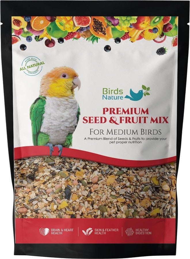 BirdsNature مزيج بذور وفواكه فاخر من بيردز ناتشر للطيور المتوسطة الحجم، والكوكاتيل، والكاييك، والكونيور الصغير، واللوري، واللوريكيت، والبويسفالوس، وطيور الحب، والكويكر (500 غرام) - Image 1