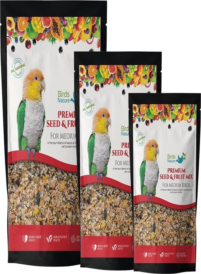 BirdsNature مزيج بذور وفواكه فاخر من بيردز ناتشر للطيور المتوسطة الحجم، والكوكاتيل، والكاييك، والكونيور الصغير، واللوري، واللوريكيت، والبويسفالوس، وطيور الحب، والكويكر (500 غرام) - Image 3