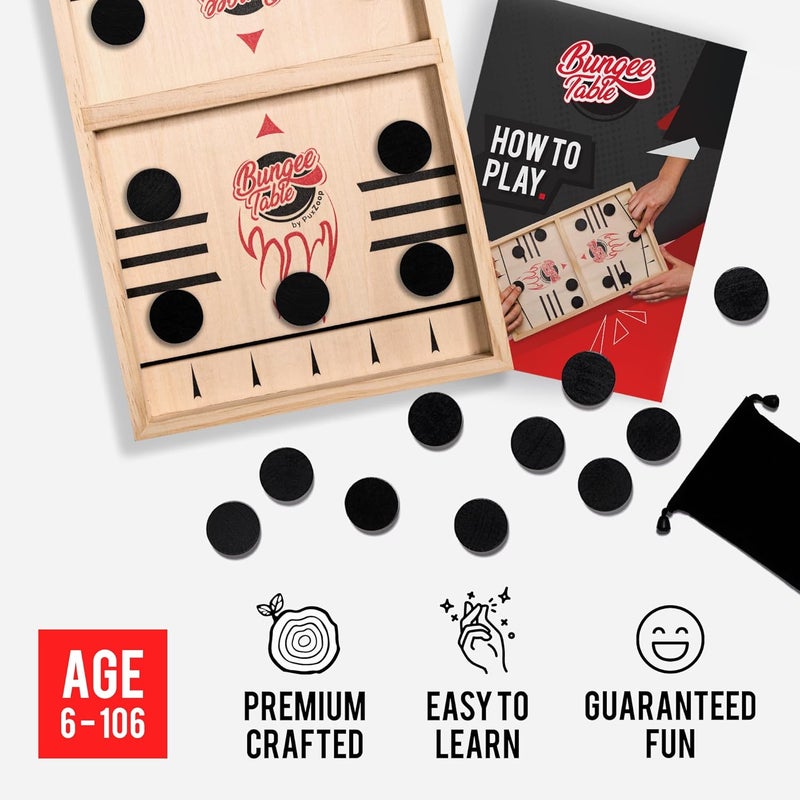 Bungee Table Fast Sling Puck Game - Test Your Speed and Accuracy with This Fast-Paced Wooden Air Hockey Board Game - Guaranteed Fun for Family Night or Friends Party - Image 3