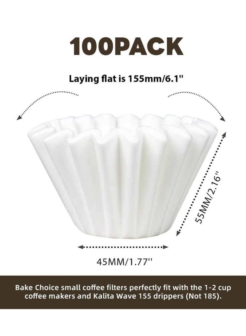 Bake Choice 1-2 Cup Small Basket Coffee Filters, 100 Count, Compatible with Kalita Wave Dripper 155 Series - Image 2