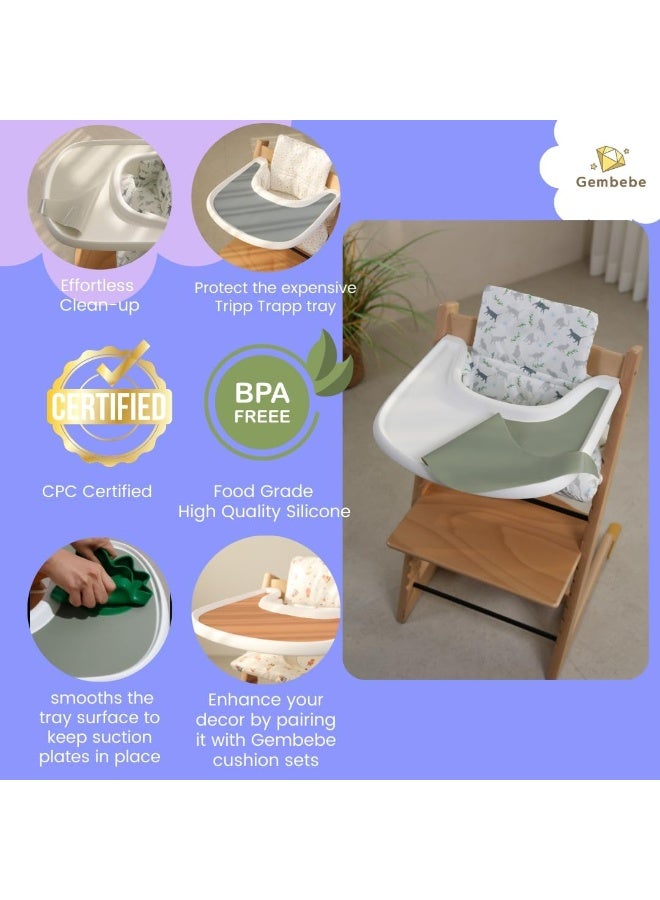 Gembebe Silicone Tray placemat Compatible with Stokke Tripp Trapp High Chair Tray (Dusty Blue) - Image 2