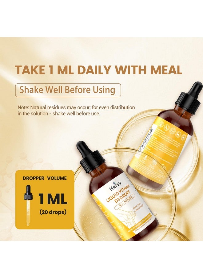 Heivy Liquid Vitamin D3 Drops |Bone and Immune Support | Natural Made Ingredients | Vitamin D3 Liquid 100 mcg (4000 IU) | Vegan | Gluten Free | Non-GMO | 2 fl oz (60ml) - Image 3