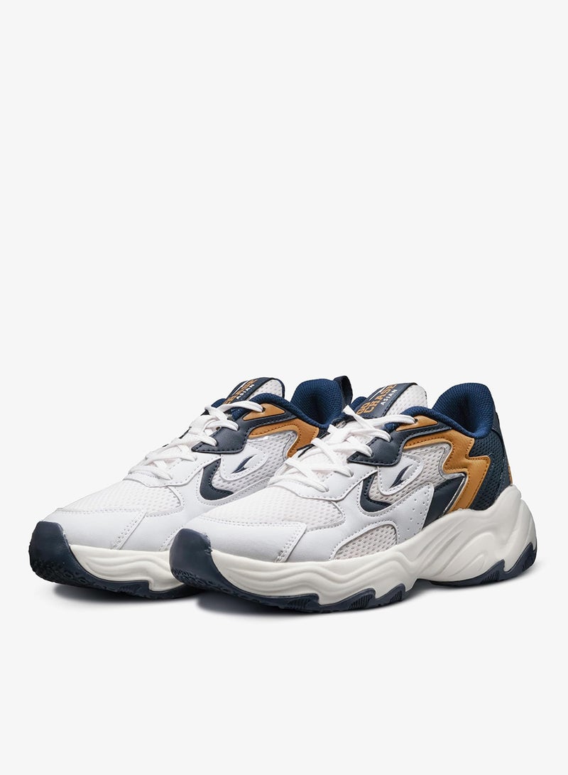 Asian Men's White Navy Mustard Running Shoes for Boys - Image 4