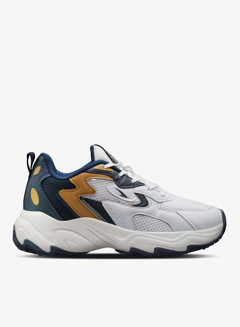 Asian Men's White Navy Mustard Running Shoes for Boys - Image 2