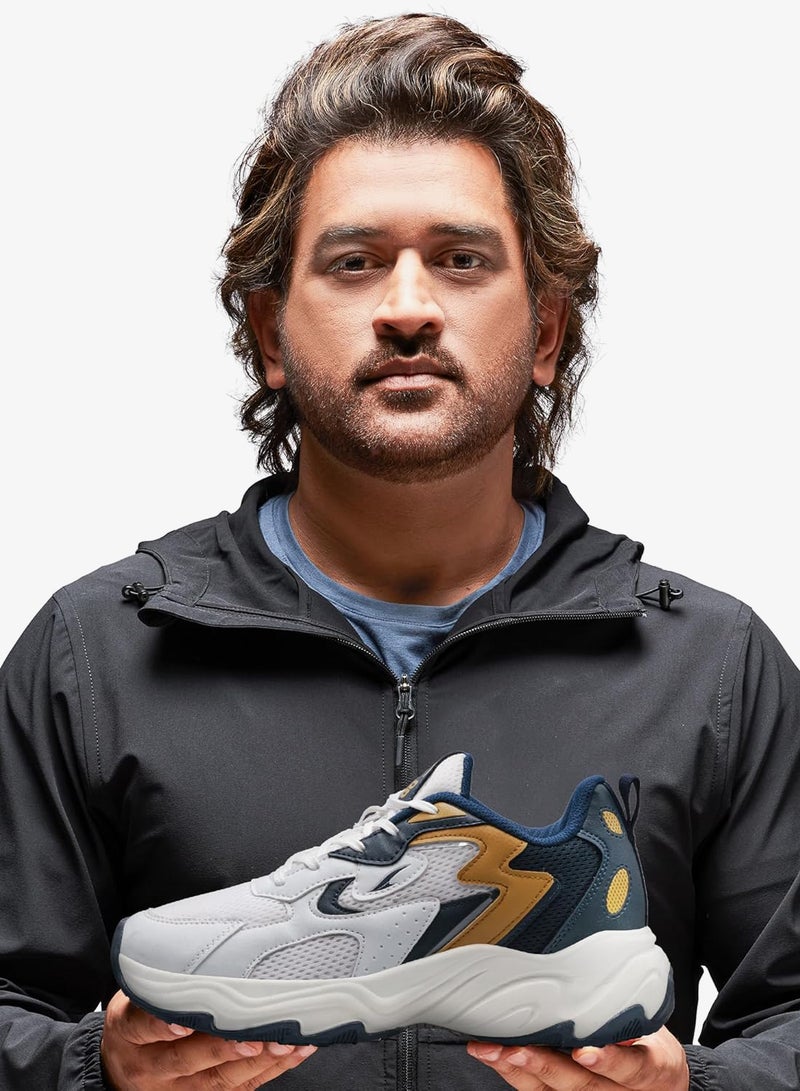 Asian Men's White Navy Mustard Running Shoes for Boys - Image 3