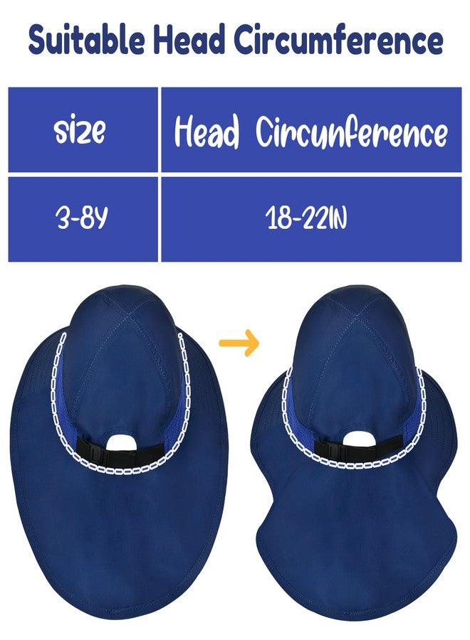 PASHOP Kids Sun Hat Anti-UV Boys Wide Brim Neck Flap UPF 50+ Sun Protection Dinosaur Beach Hat with Adjustable Chin Strap 2-9 - Image 5
