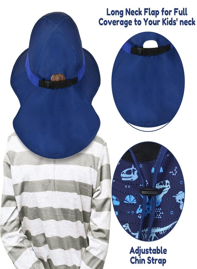 PASHOP Kids Sun Hat Anti-UV Boys Wide Brim Neck Flap UPF 50+ Sun Protection Dinosaur Beach Hat with Adjustable Chin Strap 2-9 - Image 4