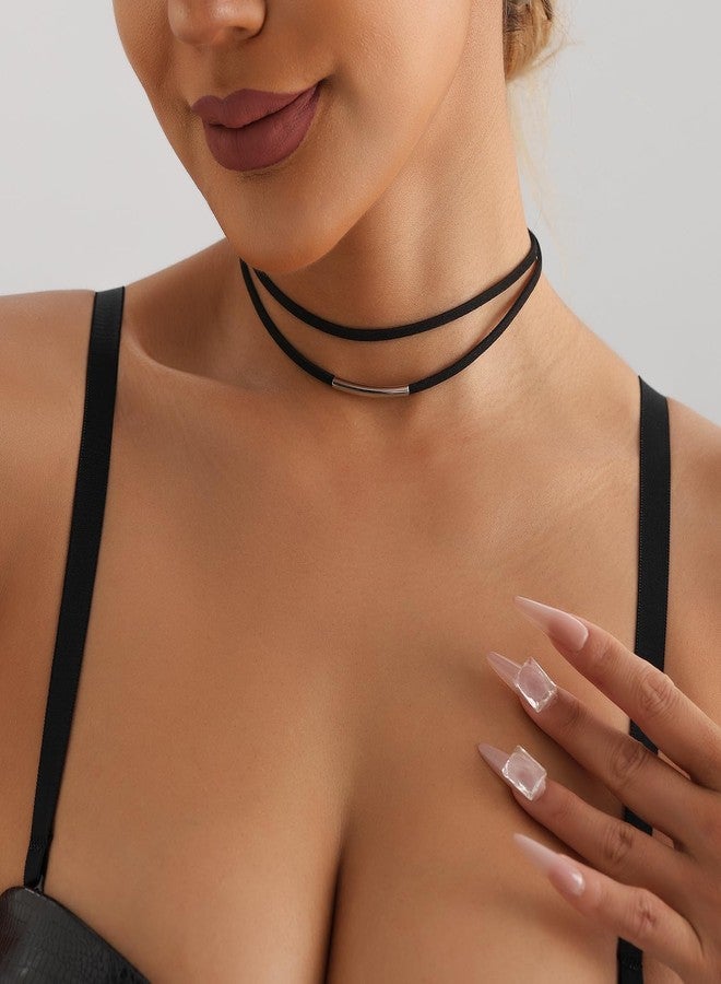 Palotay 4Pcs Black Velvet Lace Choker Set for Women Adjustable Gothic Choker Collars Black Chocker Necklace for Women Jewelry 4Pcs A - Image 4