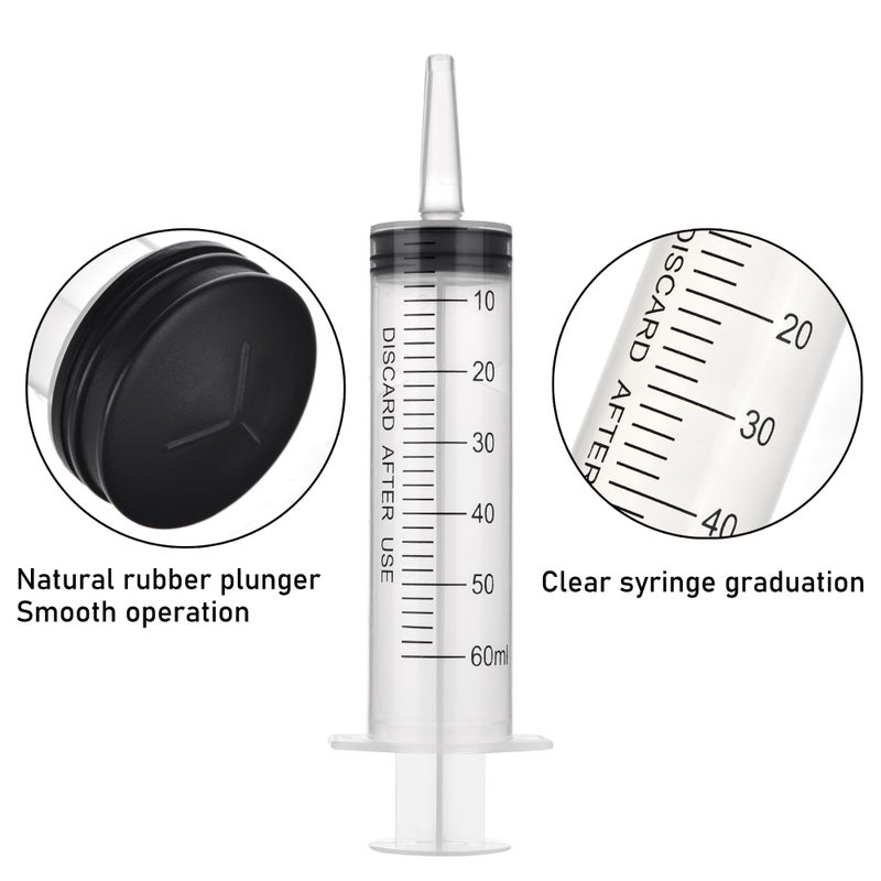 GOLDEROC 5pcs Plastic Syringe 50ml, Individually Packaged, Reusable for Liquids Extraction & Pet Feeding, Lab & Science Use - Image 3