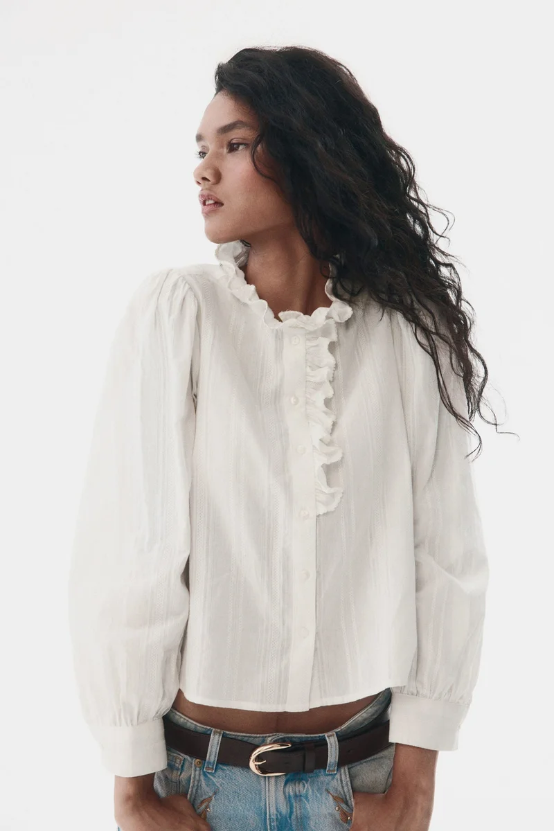 H&M Frill-collared cotton blouse