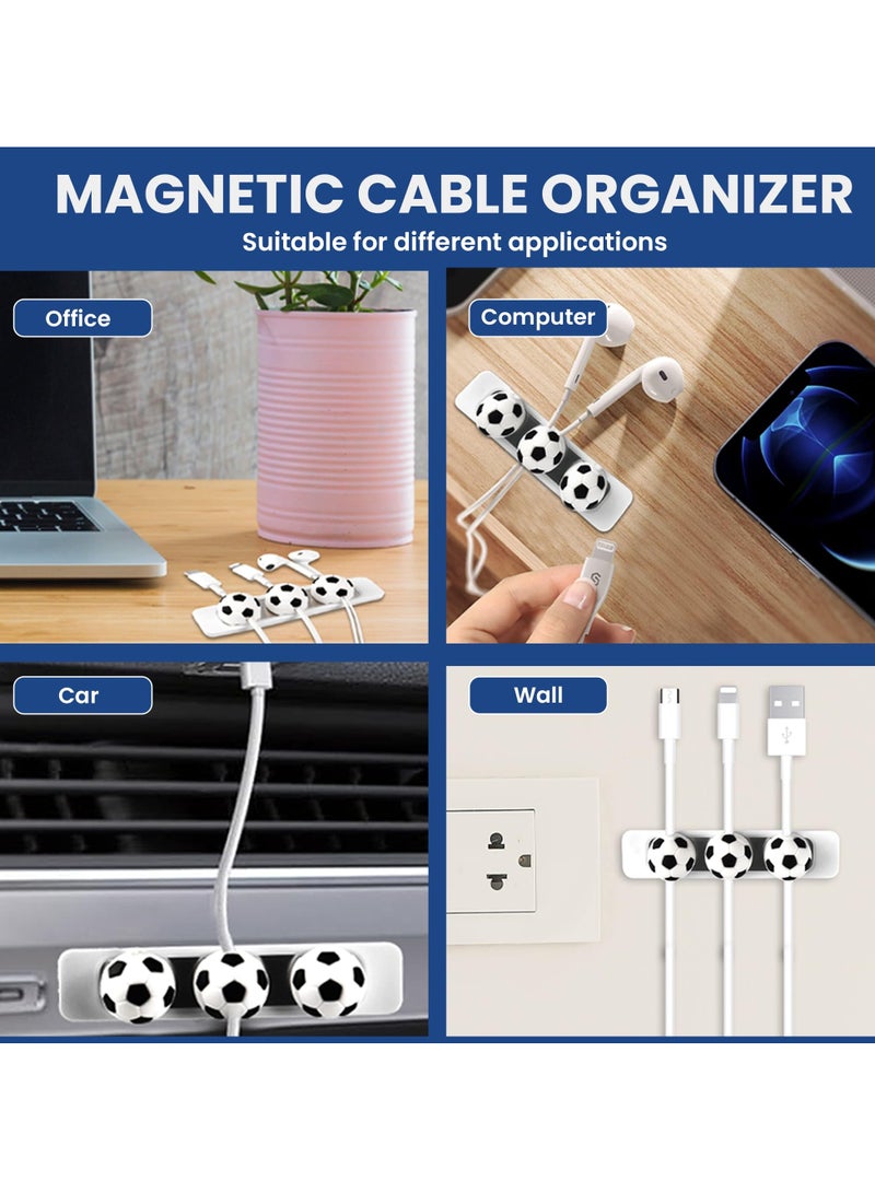SYOSI Magnetic Cable Holder, Magnetic Cable Organizer for Charging Cable, Headphone Cable, Wire Management Organizer for Desktop, Self Adhesive Wire Holder for Home, Office, Car (Soccer) - Image 4