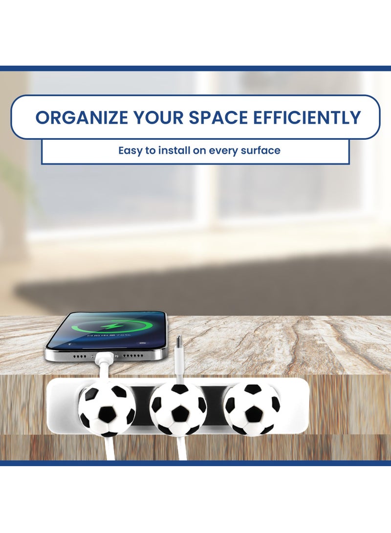 SYOSI Magnetic Cable Holder, Magnetic Cable Organizer for Charging Cable, Headphone Cable, Wire Management Organizer for Desktop, Self Adhesive Wire Holder for Home, Office, Car (Soccer) - Image 3