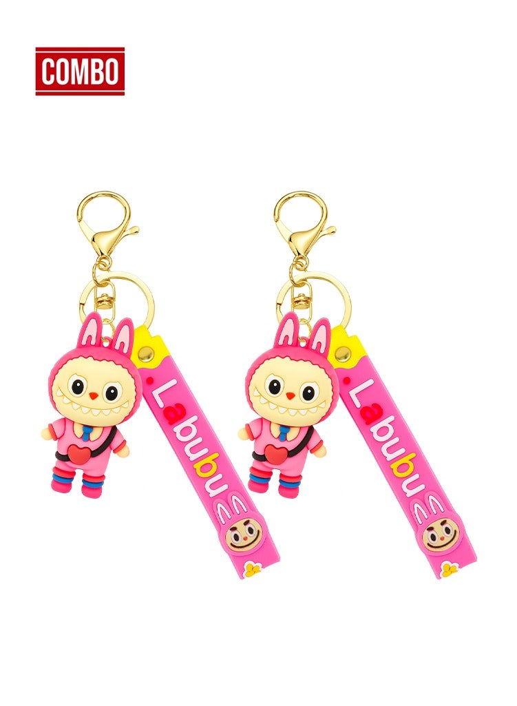 LABUBU Combo Pack Cartoon Keychain Set – Cute Labubu Character Soft PVC Key Ring with Strap – Durable Metal Clasp – Bag, Purse, Car, Bike, Home Key Holder – Boys, Girls, Kids, Friends, Couples Gift_ - Image 1