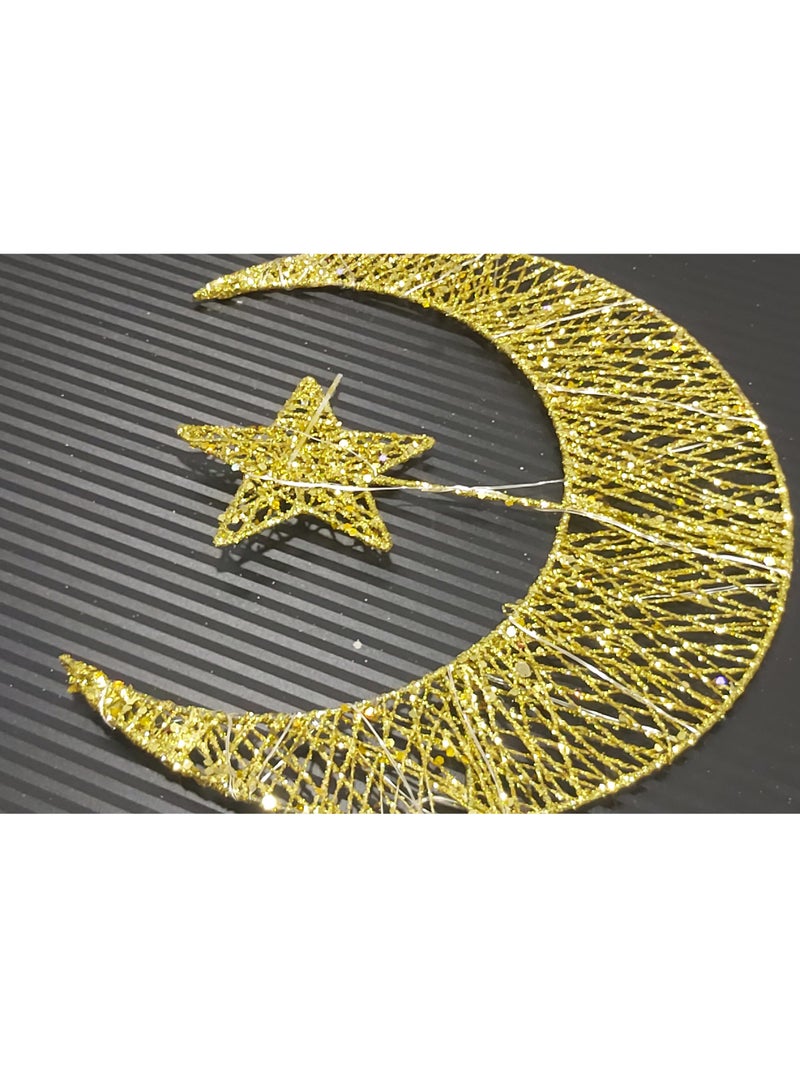 فانوس رمضان بضوء ليد أصفر دافئ 28 سم - Image 1