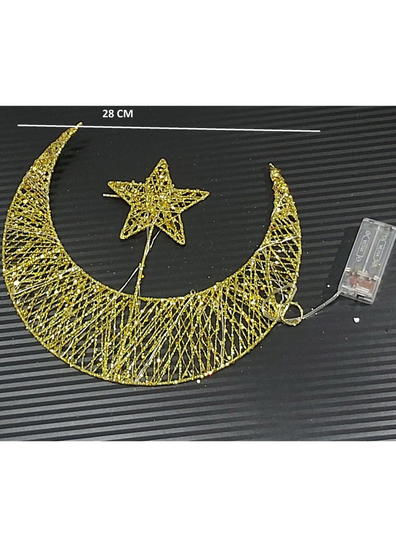 فانوس رمضان بضوء ليد أصفر دافئ 28 سم - Image 4