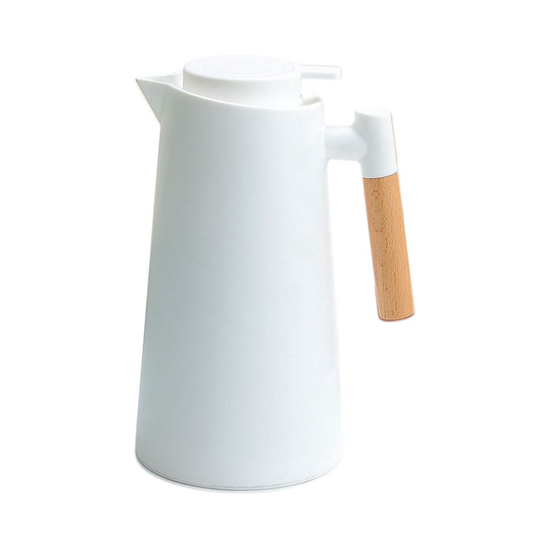 1L Thermal Coffee Carafe Double Walled Vacuum Coffee Pot Thermal Carafe Thermos Pot With Wood Handle Water Kettle Insulated Flask Tea Carafe Keeping Hot Cold - Image 1