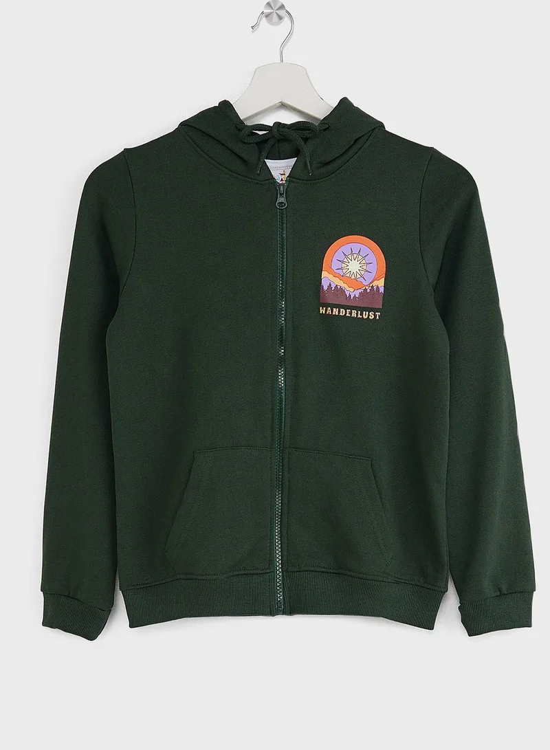 Pinata Girls Text Printed Half Zip Sweatshirt And Jogger Set