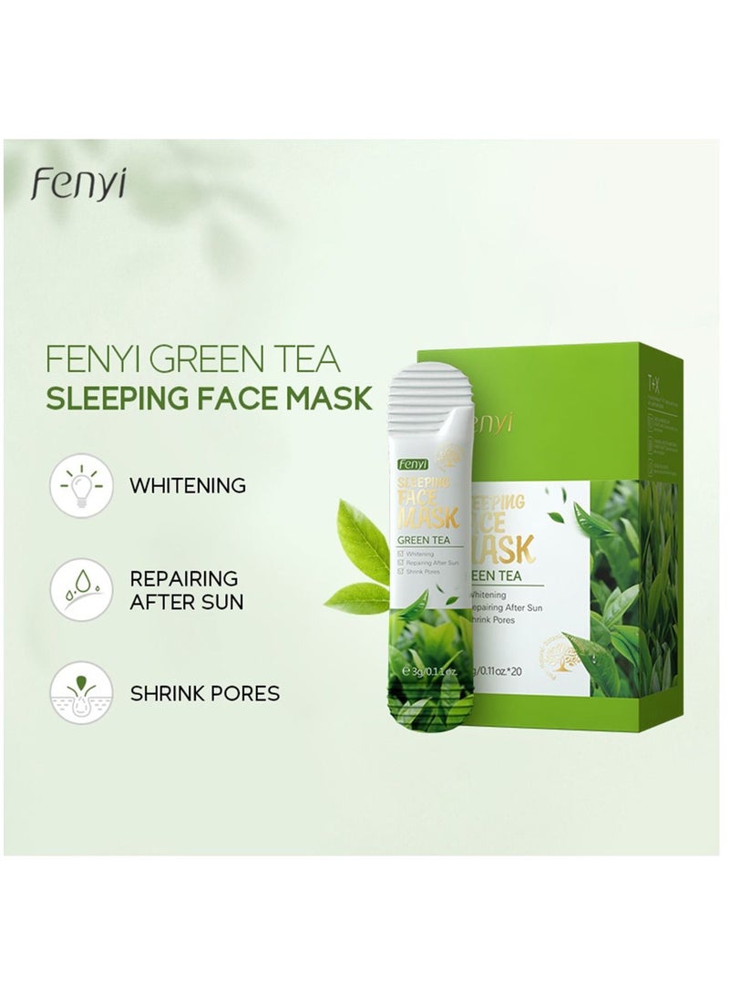 فيني 20 قطعة من قناع النوم للشاي الأخضر للتبييض والإصلاح أخضر 60 جم - Image 2