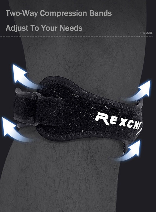 REXCHI 1-Pack Patellar Tendon Knee Brace - Knee Pain Relief And Patellar Stabilizer Support For Jumper'S Knee, Running, Hiking, Basketball, Tennis, Football, Mtb, Squats, Tendonitis, Arthritis (Black) - Image 2