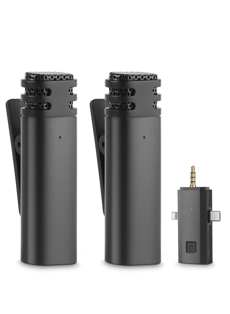 SYOSI Mini Wireless Lavalier Microphone, Cordless Double Mics Lapel Microphone 2.4G Ultra-Low Delay Built-in Noise Reduction Chip for Video Recording for Camera/Computer/Laptop/Phone - Image 1