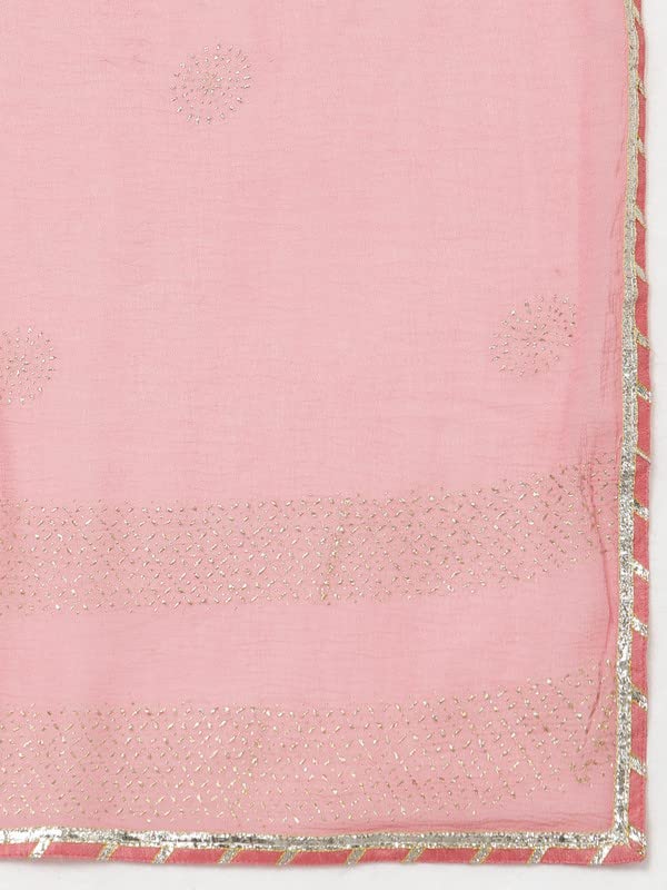 Vaamsi Women's Silk Blend Solid Anarkali Kurta Set with Dupatta With Cotton Inner (PKSKD1594_3XL_Pink) - Image 4