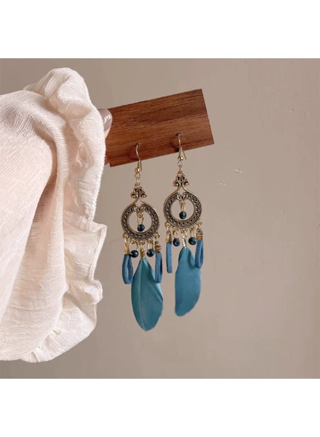 Goolsky Korean Pearl Leaf Tassel Earrings – Long Dangle Drop Earrings for Women, Elegant Drip Oil Design Jewelry, Pearl & Leaf Motifs, Daily Wear/Parties - Image 2